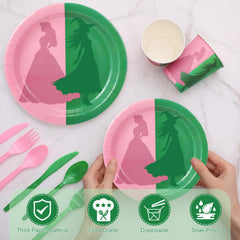 Tellingyou pink-green paper cups 9oz for beverages and easy cleanup