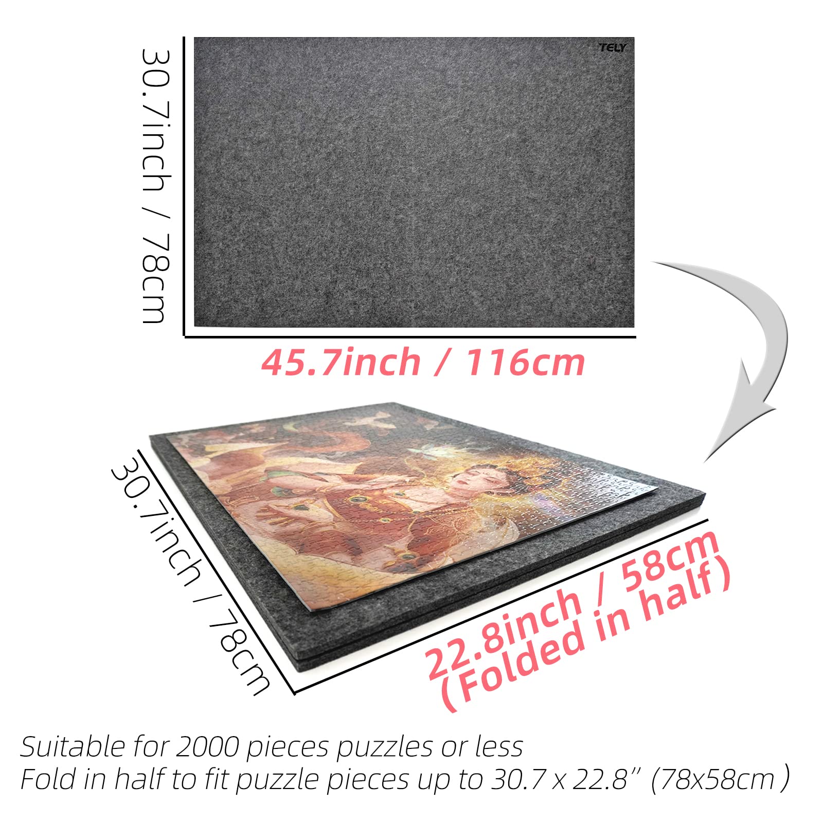 TELY puzzle board non-slip surface keeps pieces in place