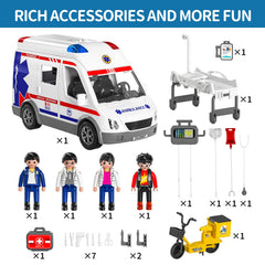 TEMI ambulance toy friction-powered movement offers quick, battery-free play