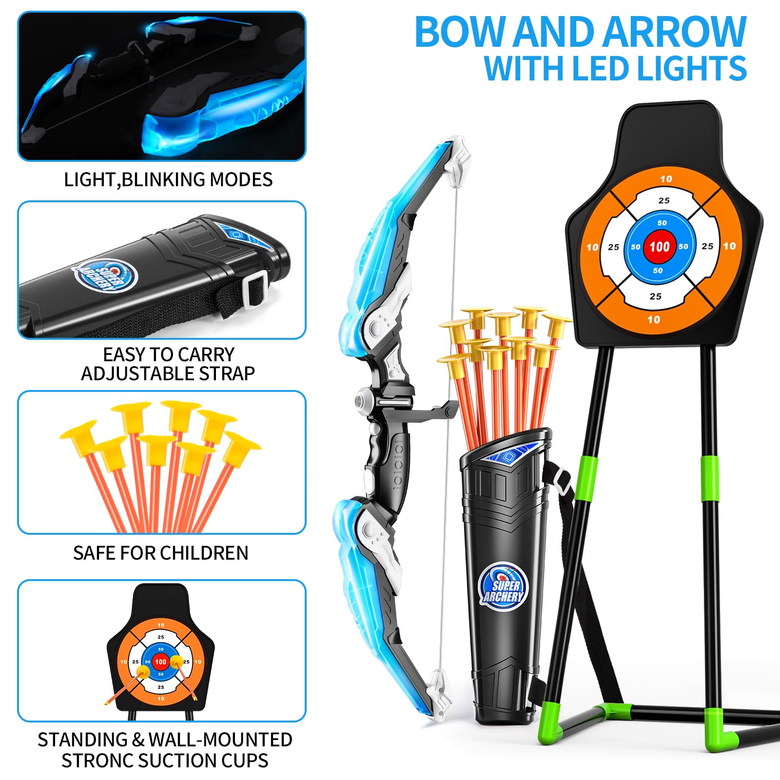 TEMI archery set blue bow ideal for family target practice