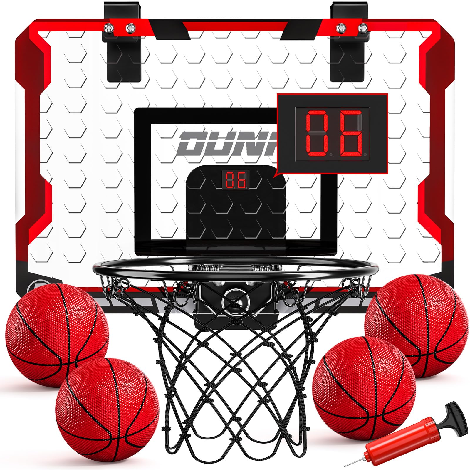 TEMI basketball hoop over-the-door setup for easy indoor play with practical scorekeeping