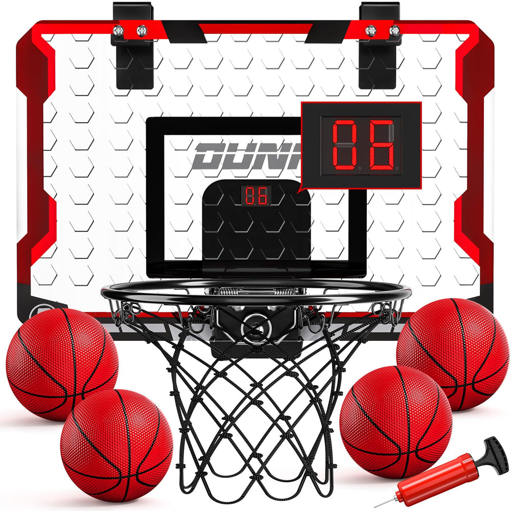 TEMI basketball hoop over-the-door setup for easy indoor play with practical scorekeeping