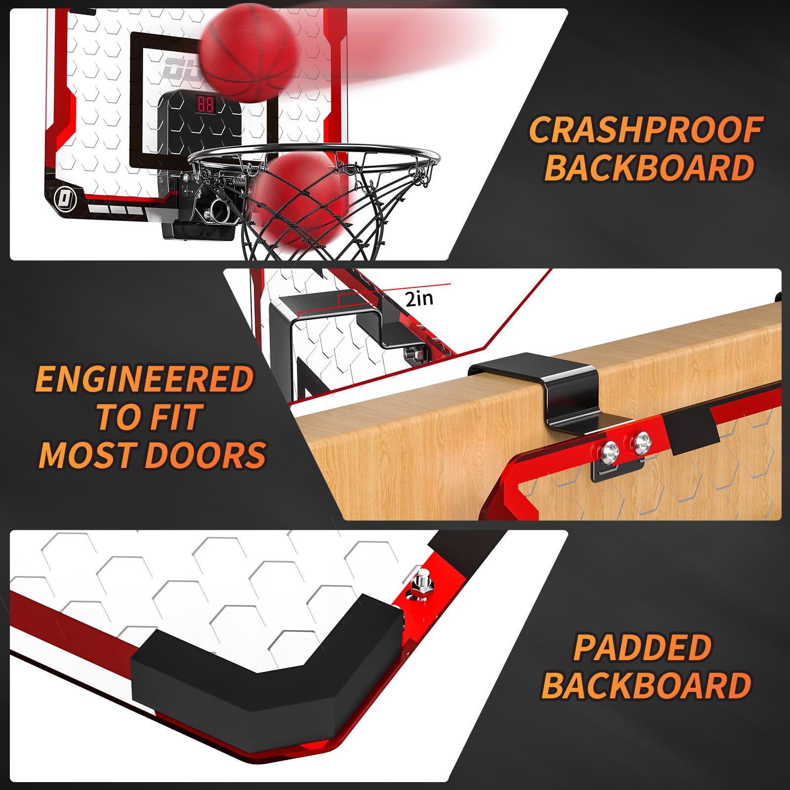 TEMI foldable rim on door hoop saves space after play