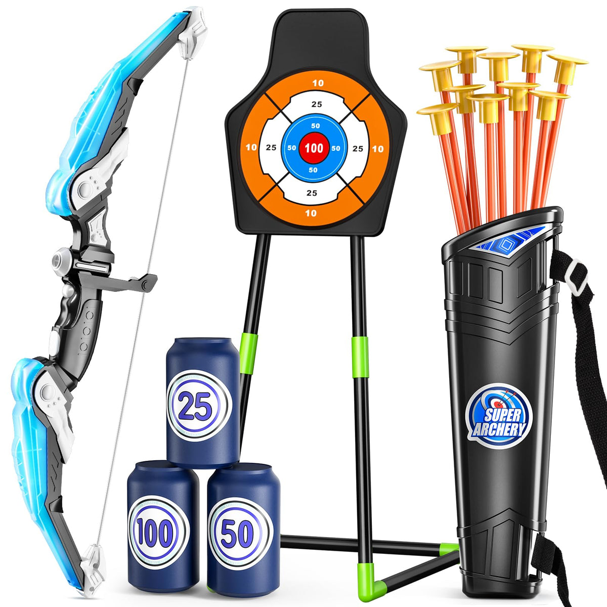TEMI bow and arrow set main bow for kids' target practice and play