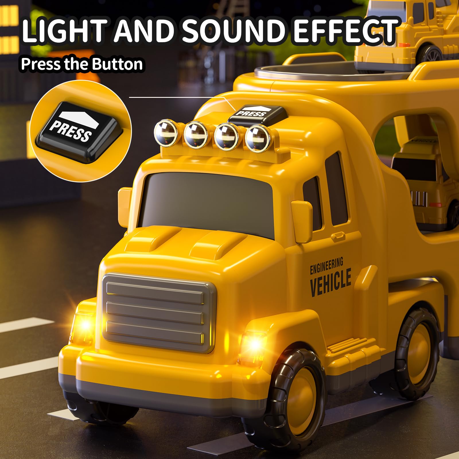 TEMI crane car highlighting lift-and-build scenarios for kids
