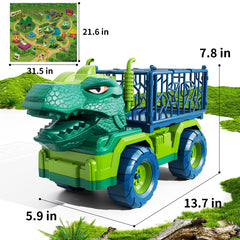 TEMI truck cargo cage open for easy dinosaur toy loading
