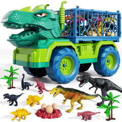 TEMI dinosaur truck front view with roaring head and large cage for capture play