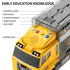 TEMI die-cast vehicles with forklift, bulldozer, and excavator for interactive scene building