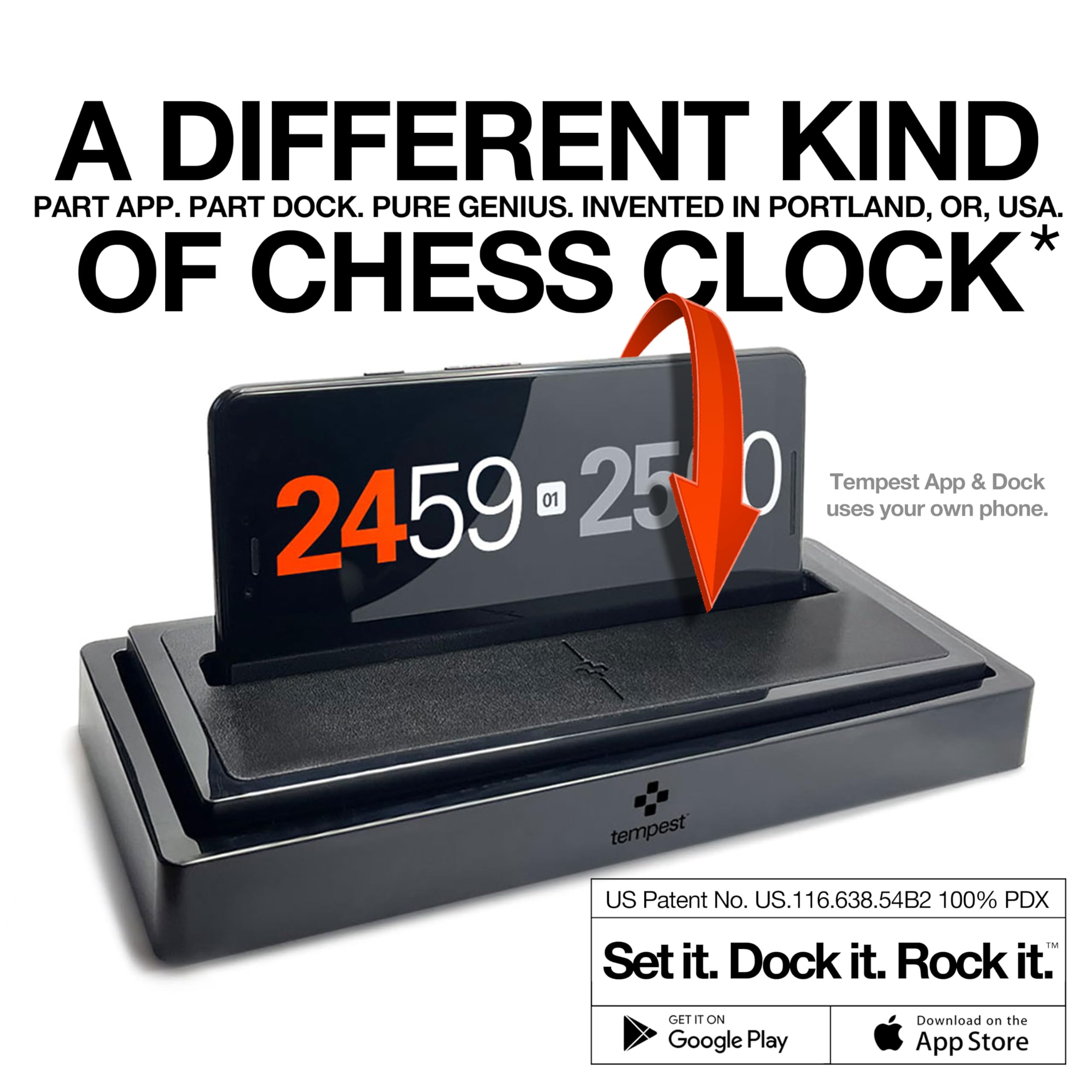 Tempest clock rocker base provides stability during fast moves