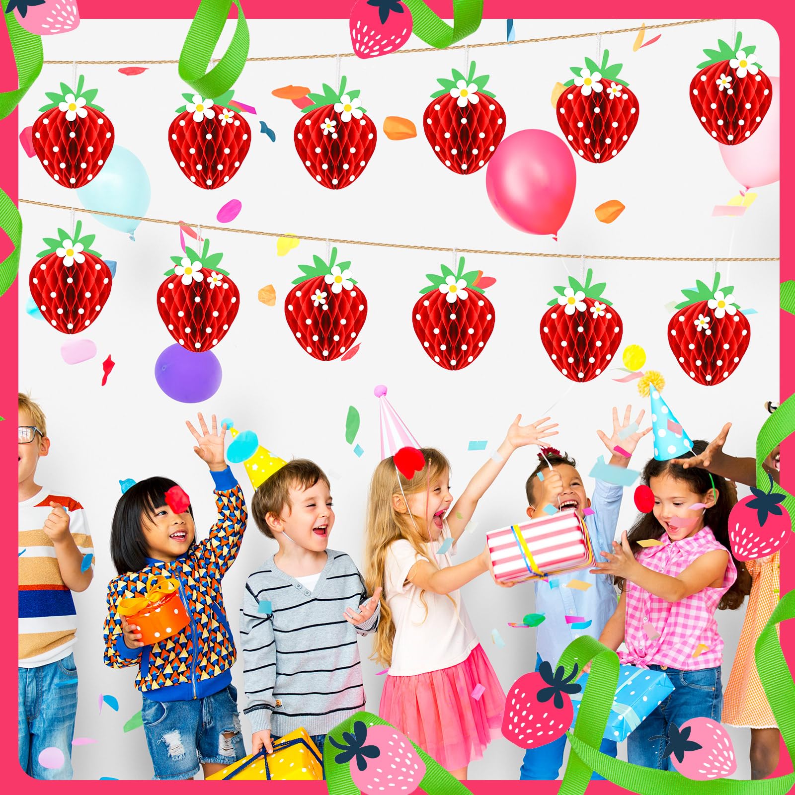 Tenare honeycomb decoration in strawberry shape hanging as party decor