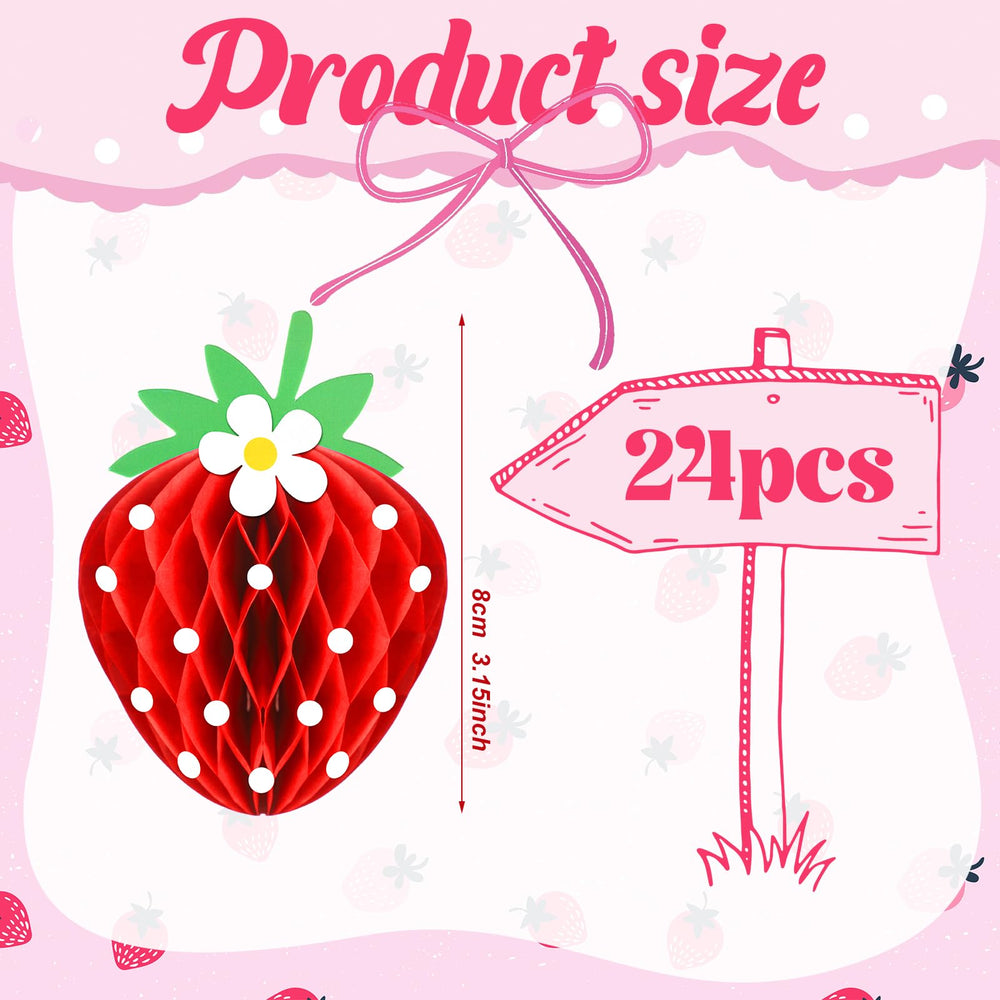 Compact Tenare strawberry honeycomb ball unfolded to 2.36 x 3.15 inches
