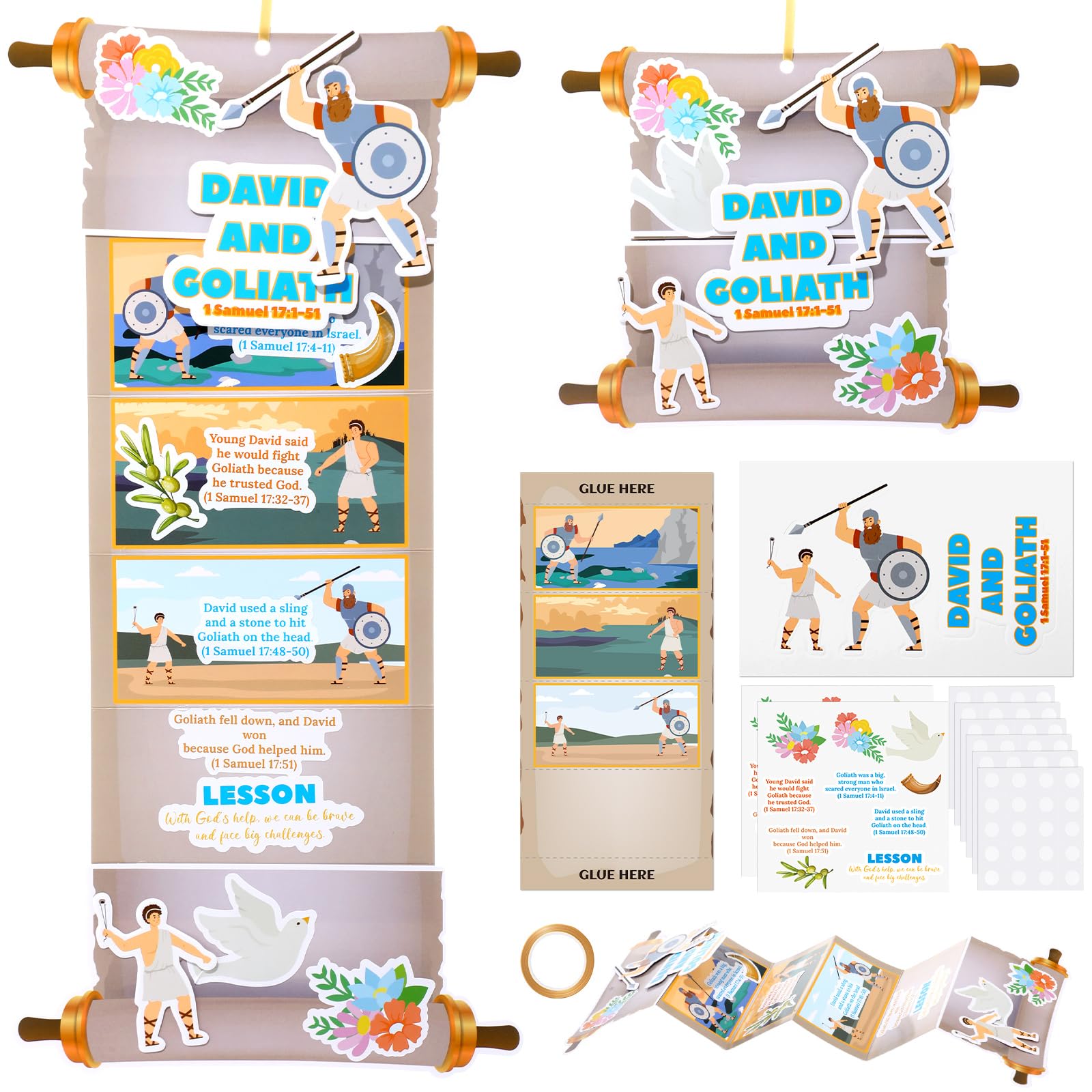 Tenceur David and Goliath craft kit long cards ready for religious projects