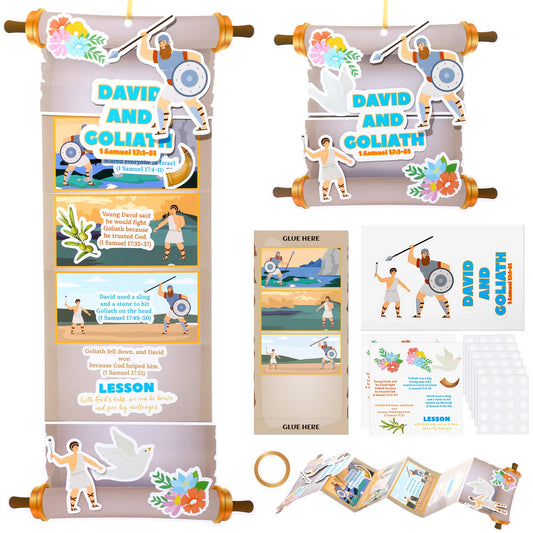 Tenceur David and Goliath craft kit long cards ready for religious projects