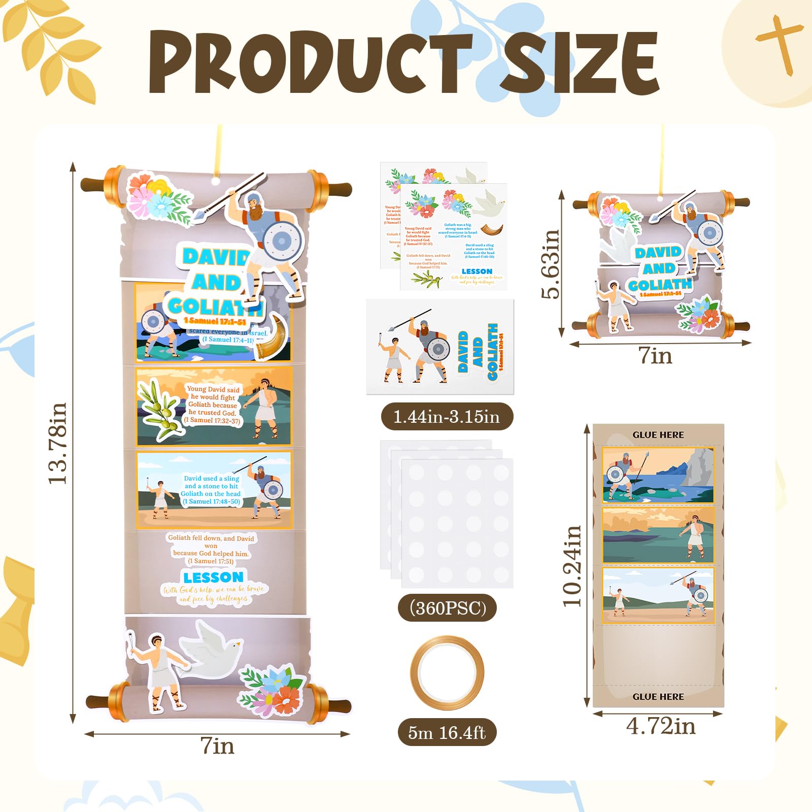 Tenceur David and Goliath craft kit scroll-shaped cards for Bible study prompts