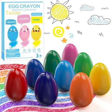 Tencoz 9-color egg crayons with an easy-grip design for toddlers.