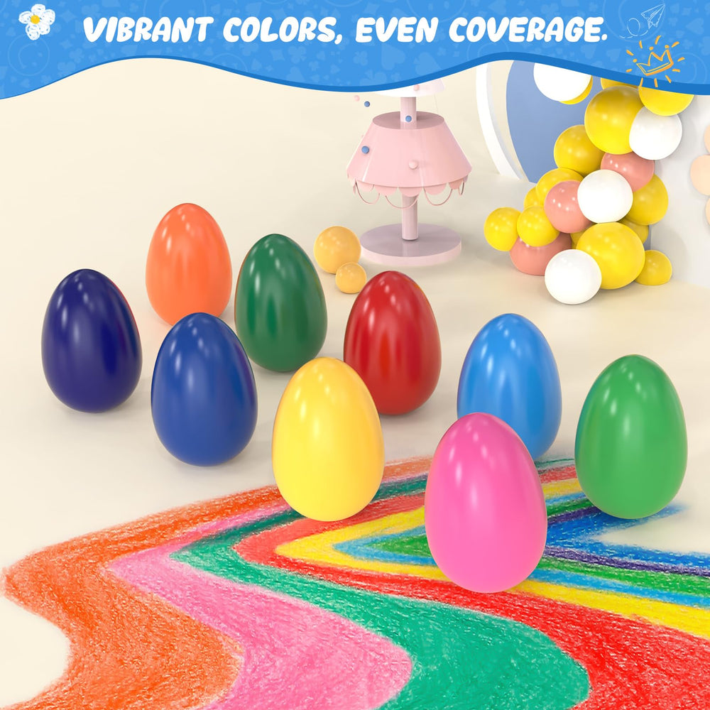 Tencoz egg crayons are washable for quick cleanup after art.