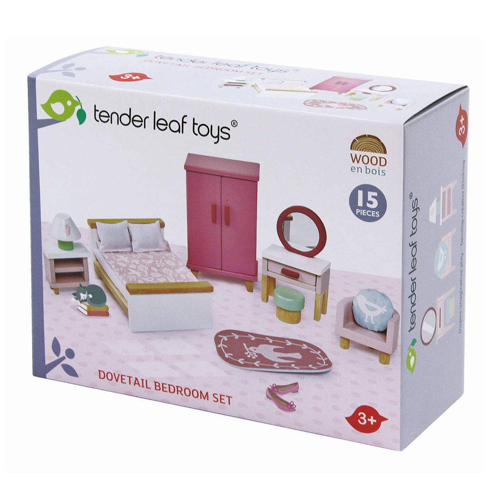 Tender Leaf Toys dovetail dollhouse bed lamp detail enhances bedtime stories and cozy scenes