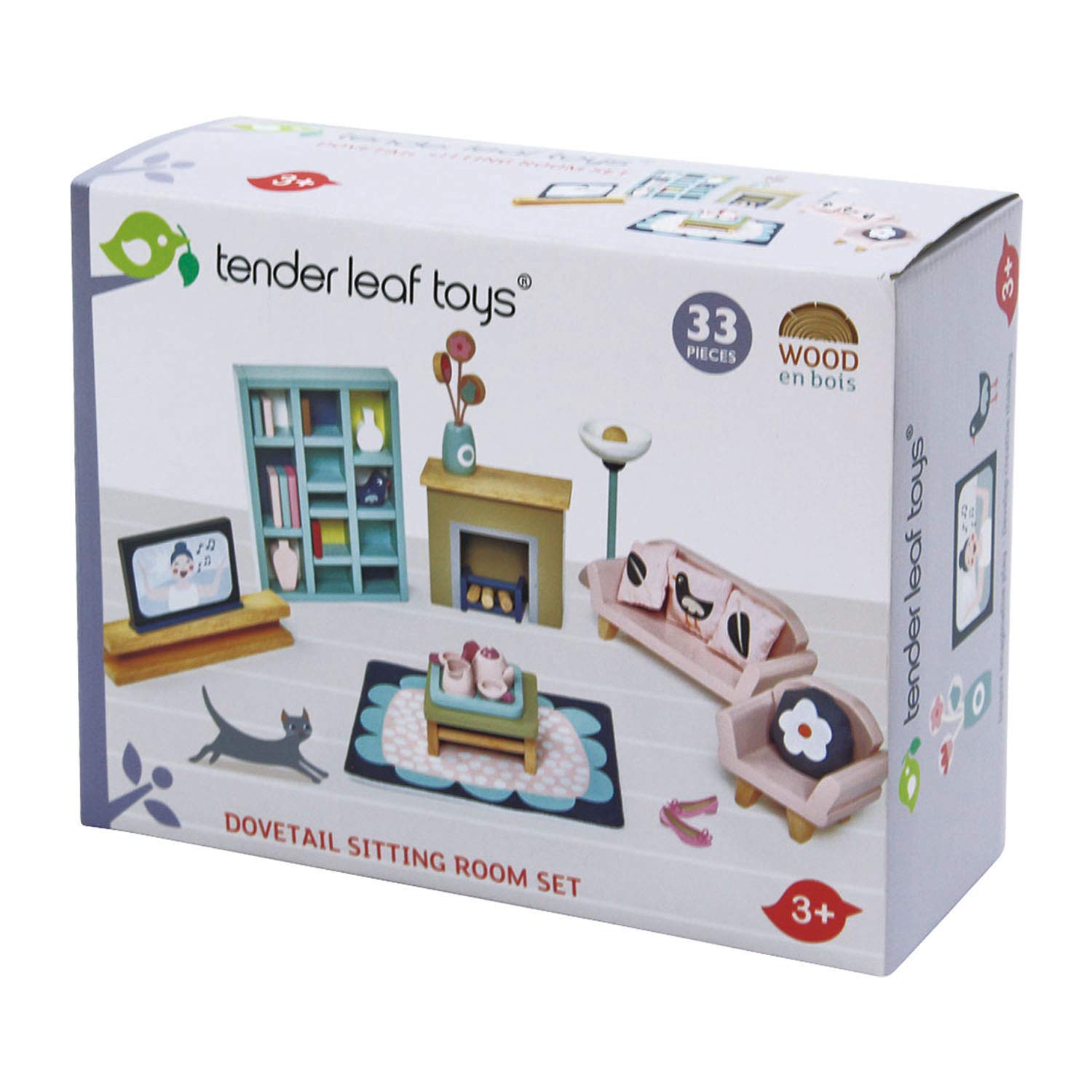 Tender Leaf Toys dovetail coffee table provides a central gathering spot for pretend play.