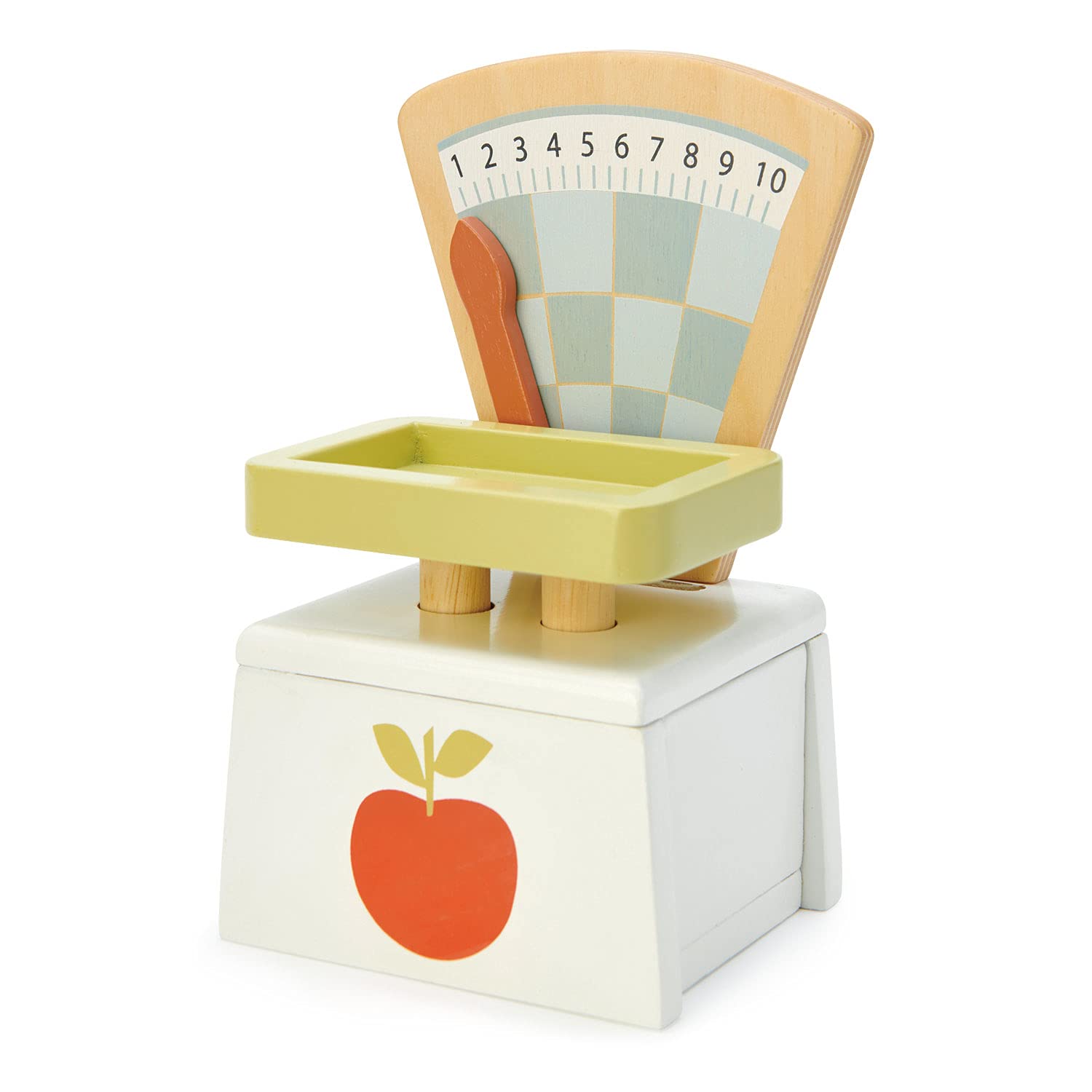 Tender Leaf Toys Market Scale display with weighing tray for pretend shopping.