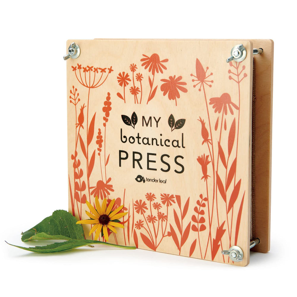 Tender Leaf Toys My Botanical Press side view highlights sturdy construction for repeated use.
