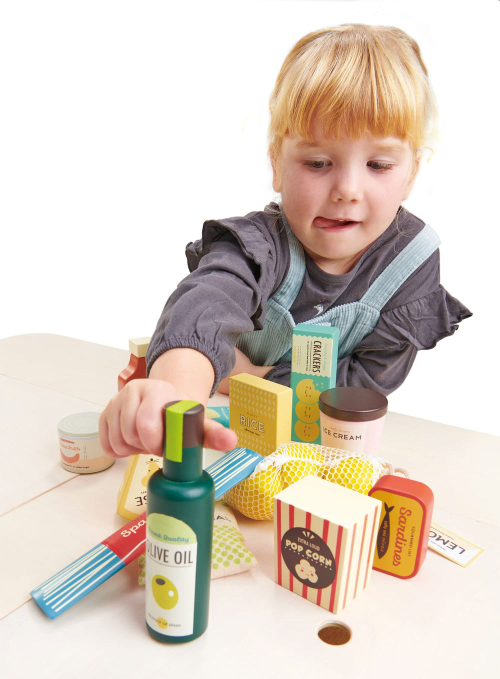 Tender Leaf Toys olive oil bottle for pretend cooking and pantry organization