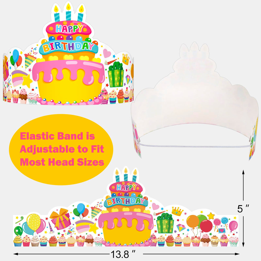 TENDFINE birthday crowns with cake design, perfect for festive classroom parties.