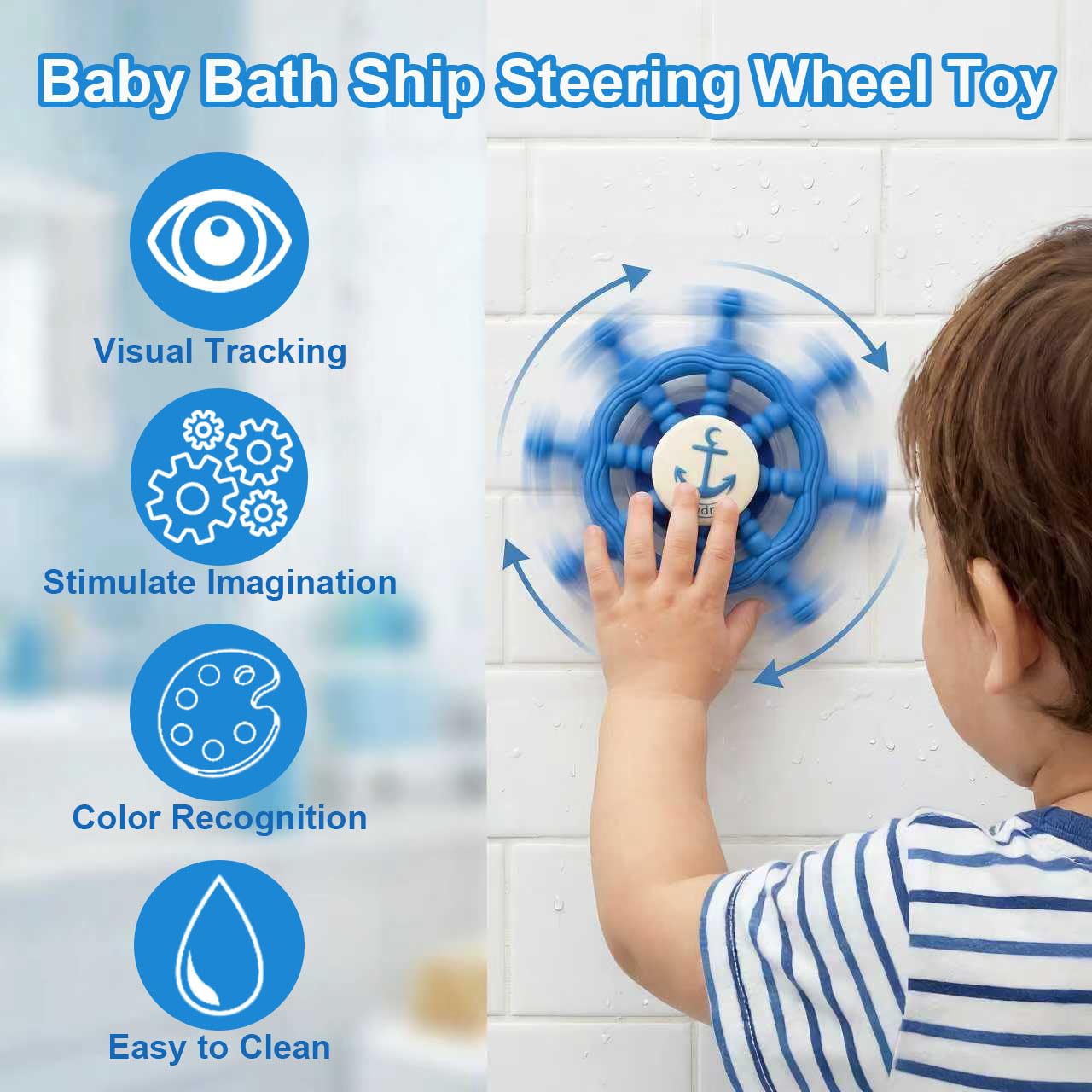 Tendry spinner toy on high chair tray demonstrating versatile suction on plastic