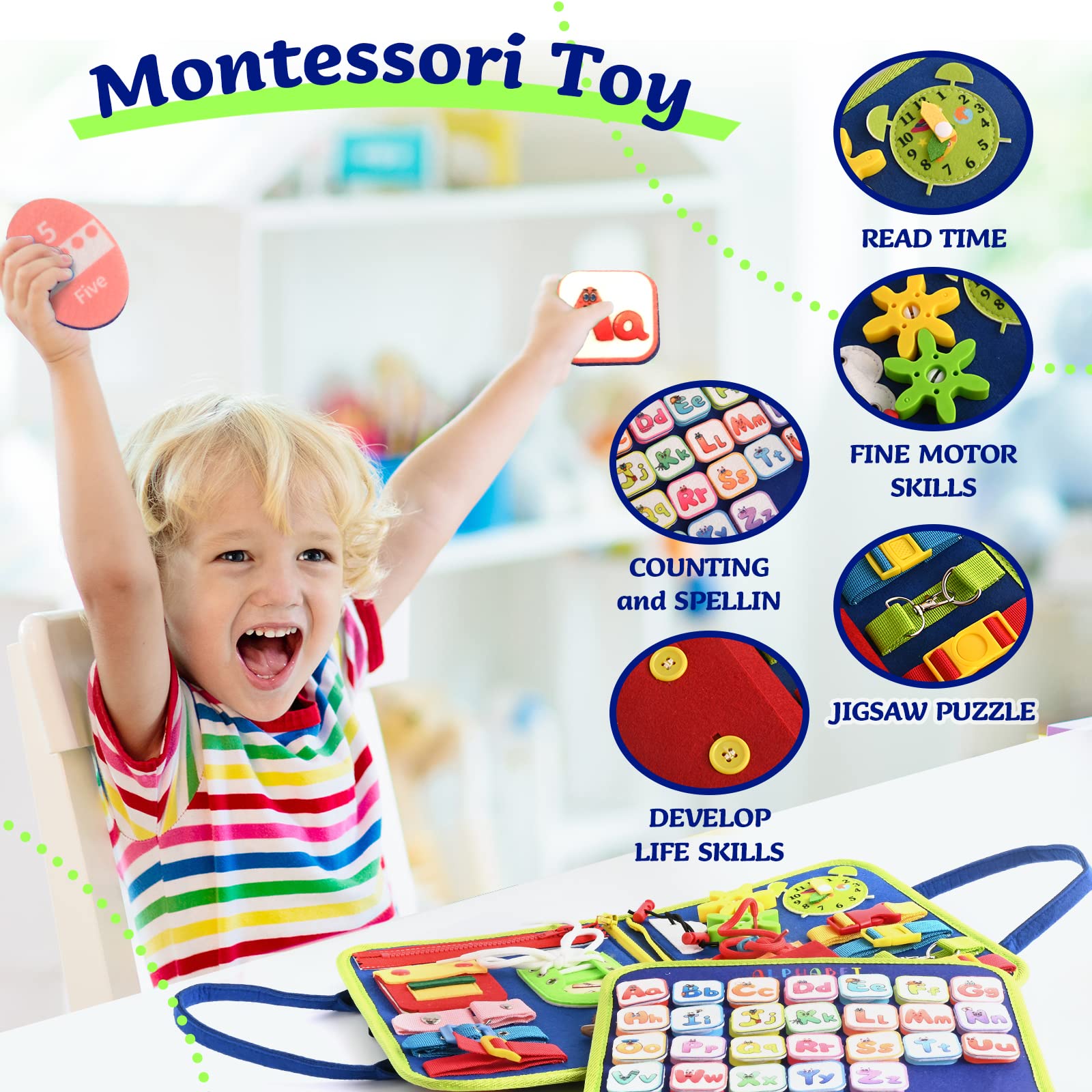 TenFans Busy Board portable handbag design ideal for on-the-go learning