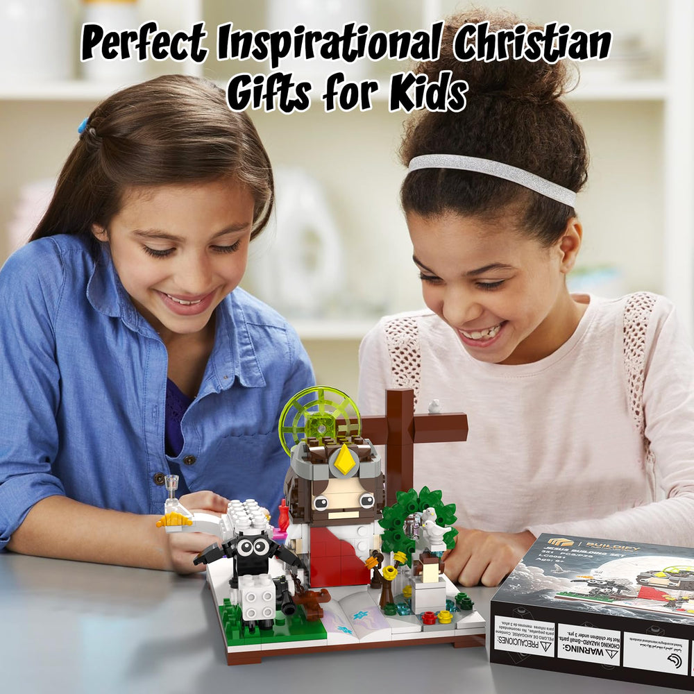 Tenhorses Jesus building blocks sheep detail ideal for family-friendly religious crafts.