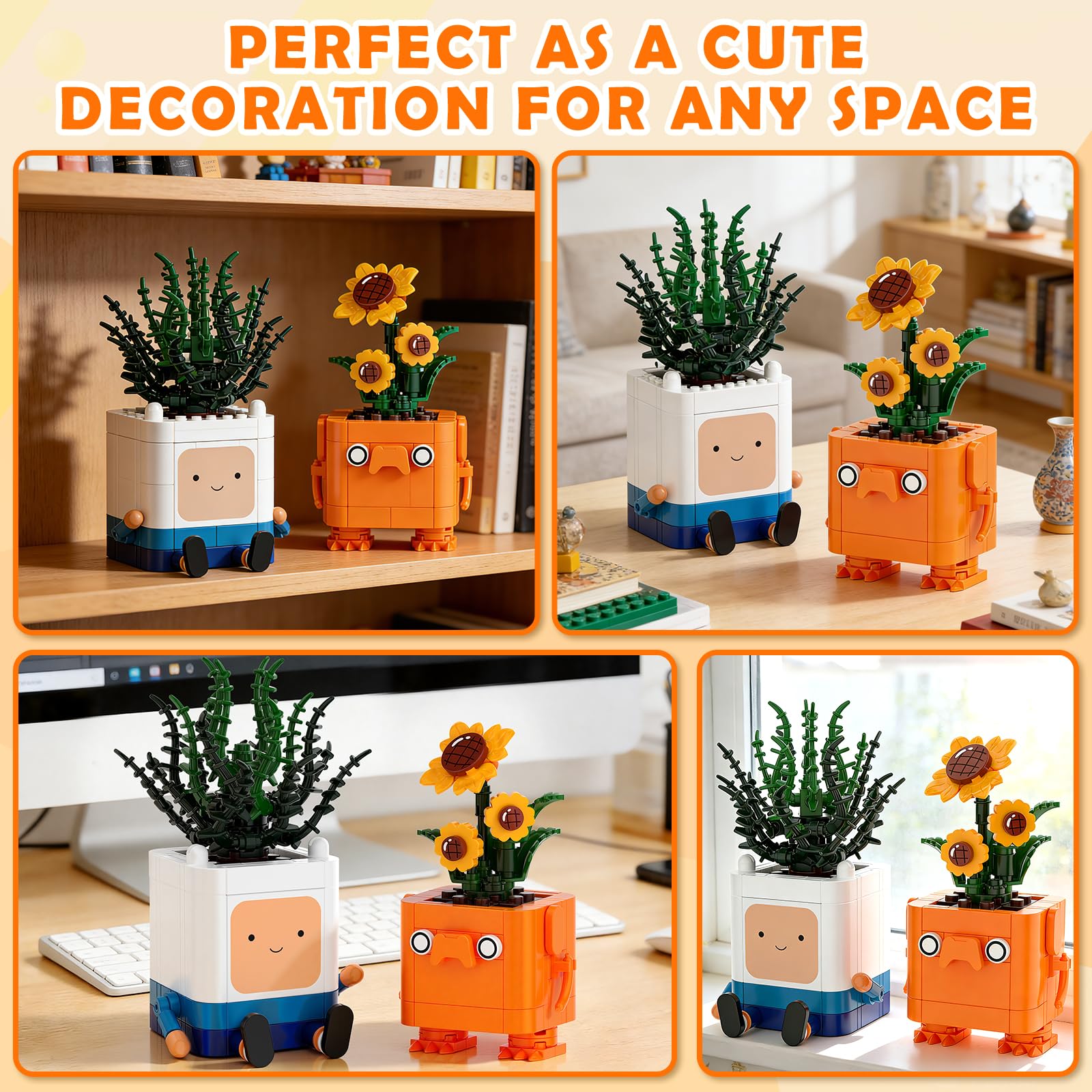 Tenhorses sunflower-crowned plant figure brightens shelves and inspires cheerful workspace vibes.