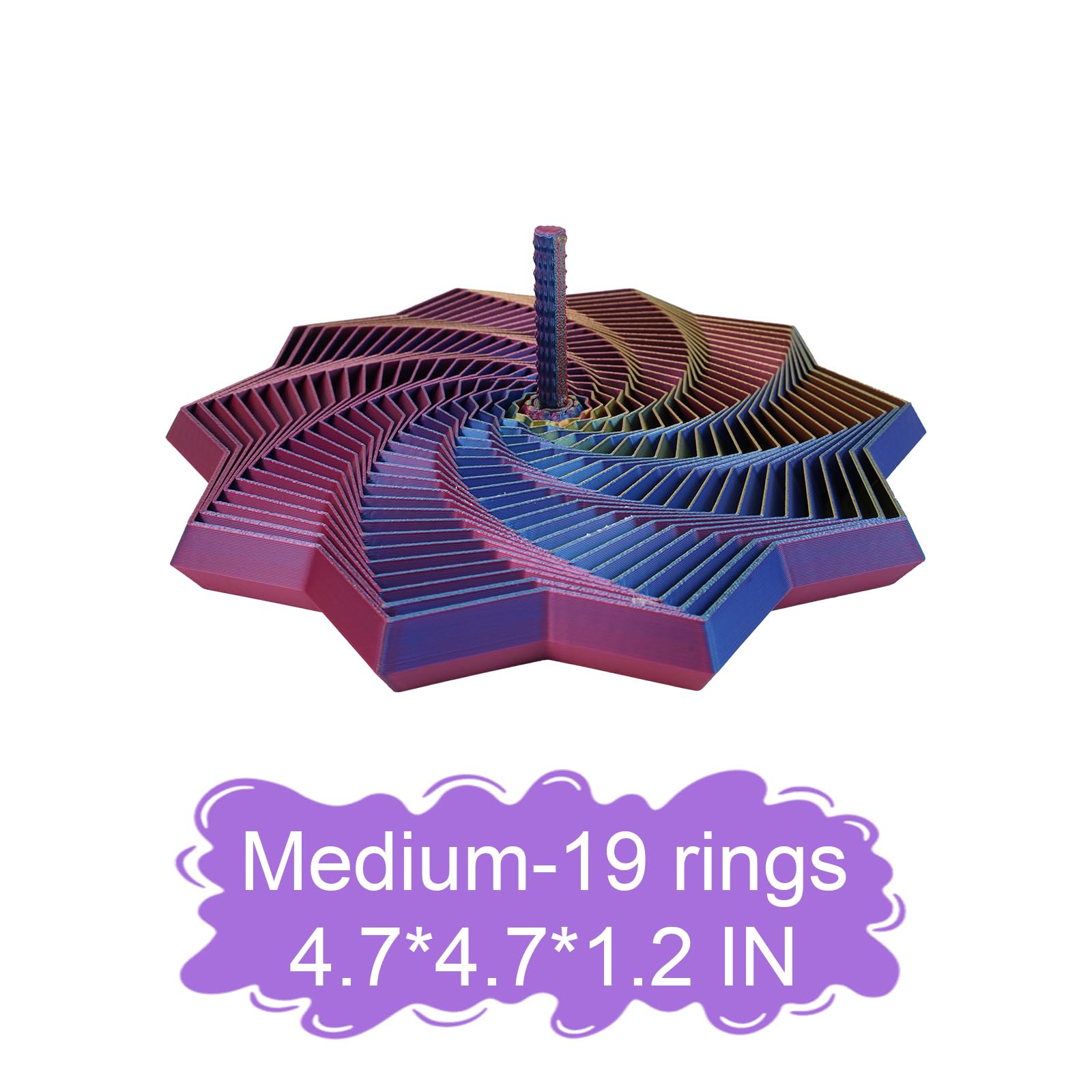 Tenndar Whirling Spiral Design Fractal Fidget Hexagon Tower promotes calm via tactile play.