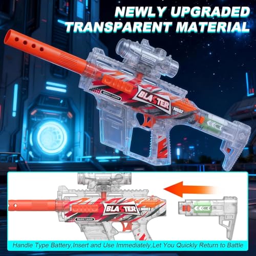 Tentam Gel Ball Blaster transparent drum magazine demonstrates high-capacity, continuous-fire capability.