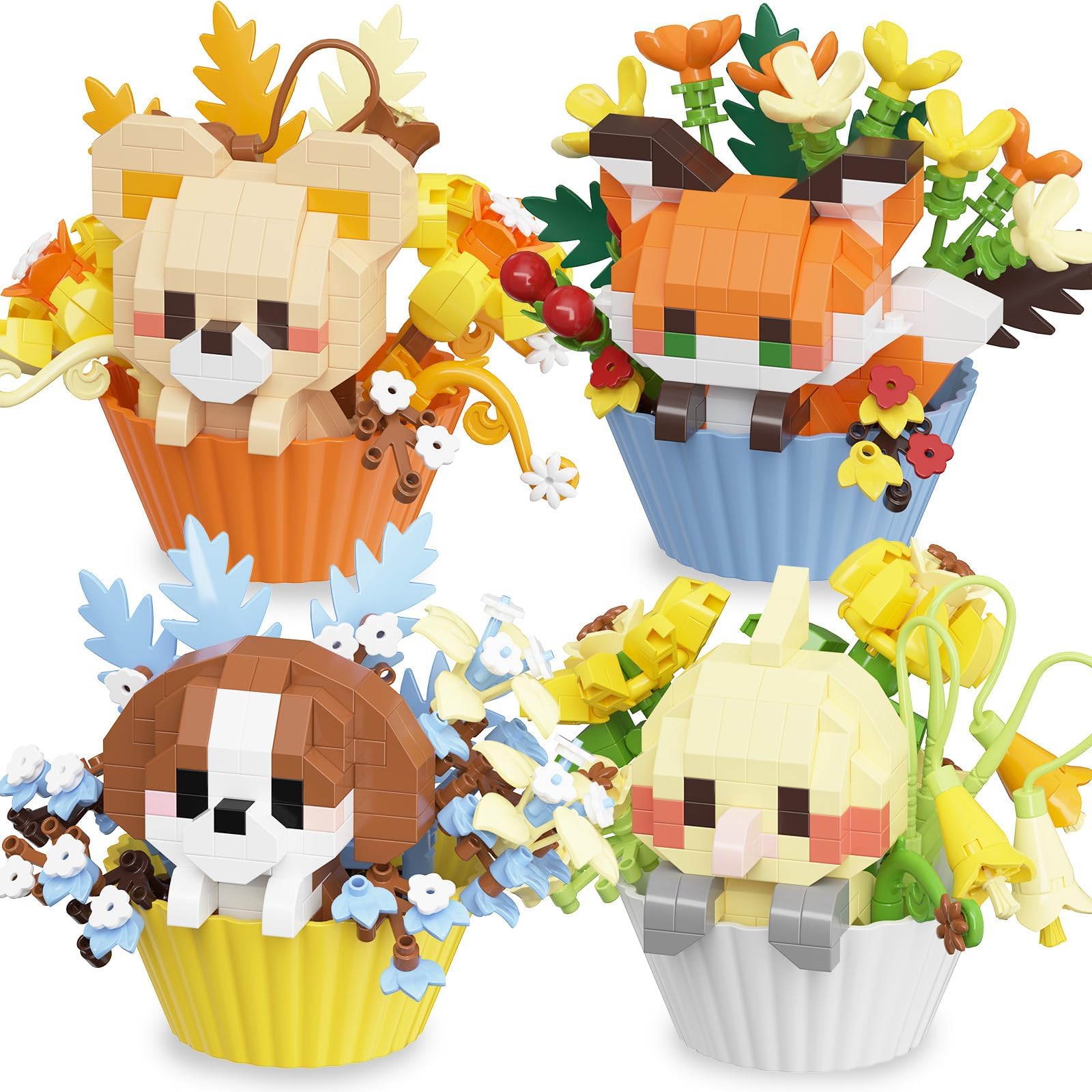 TENYEAH fox cupcake mini build enhances desk decor with charming whimsy and intricate detailing.
