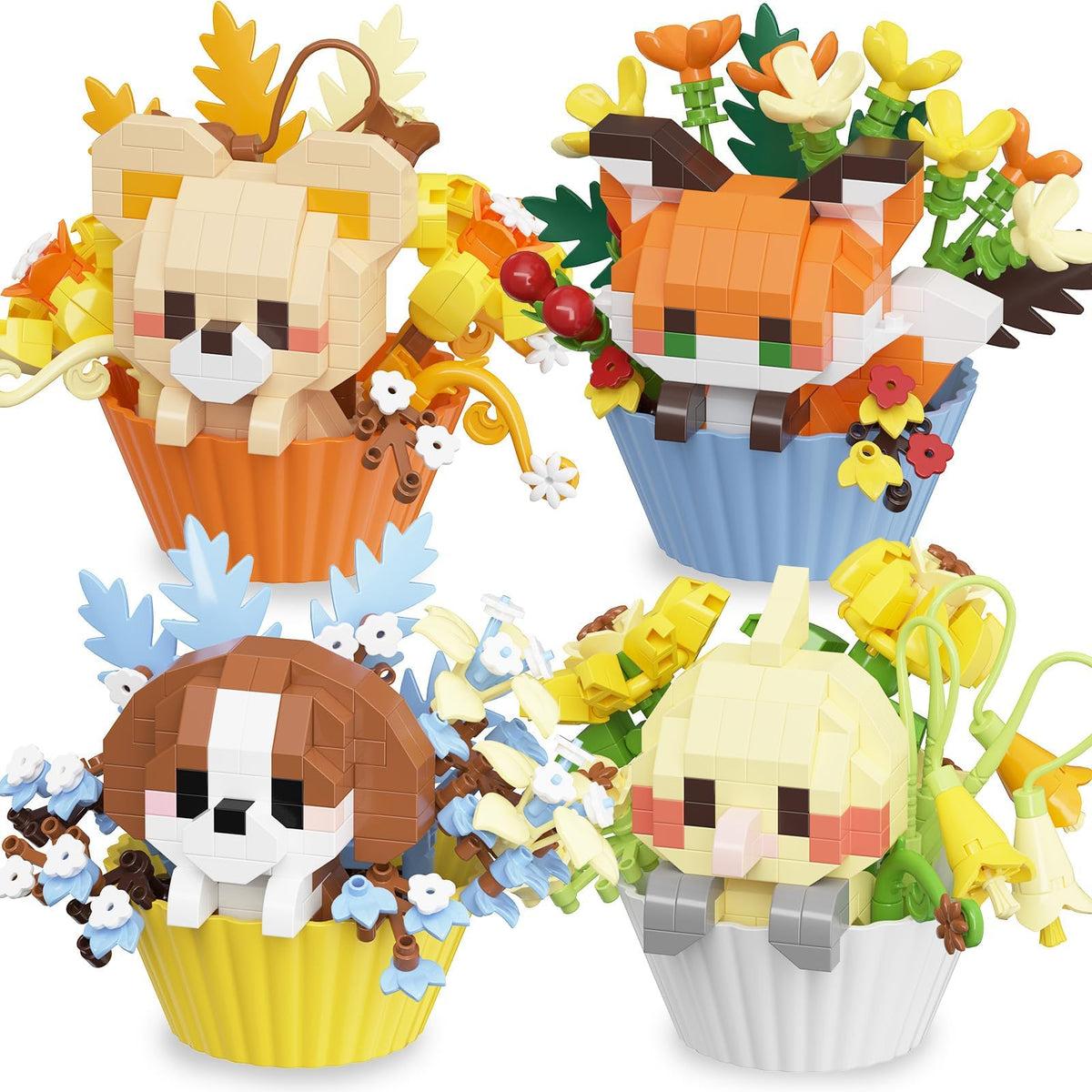 TENYEAH fox cupcake mini build enhances desk decor with charming whimsy and intricate detailing.
