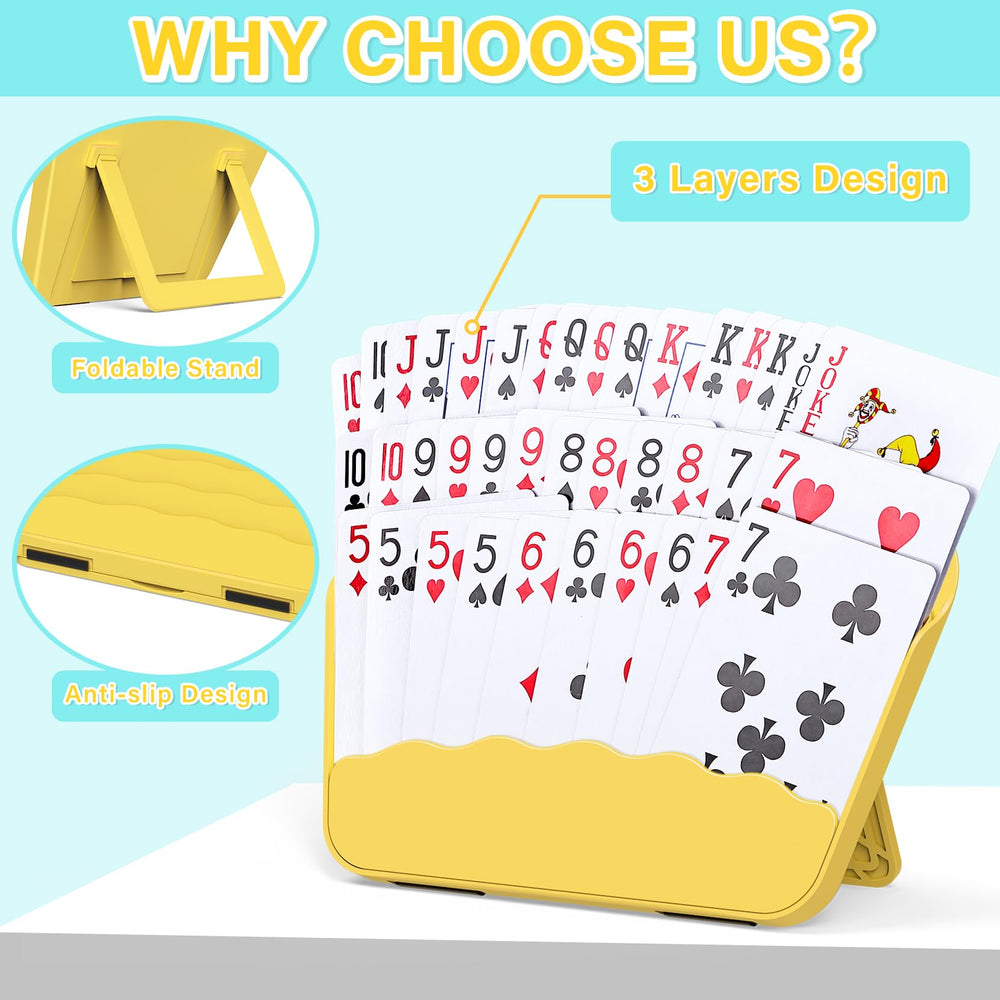 Tenyond card holder 2-pack non-slip base keeps play steady on any surface.