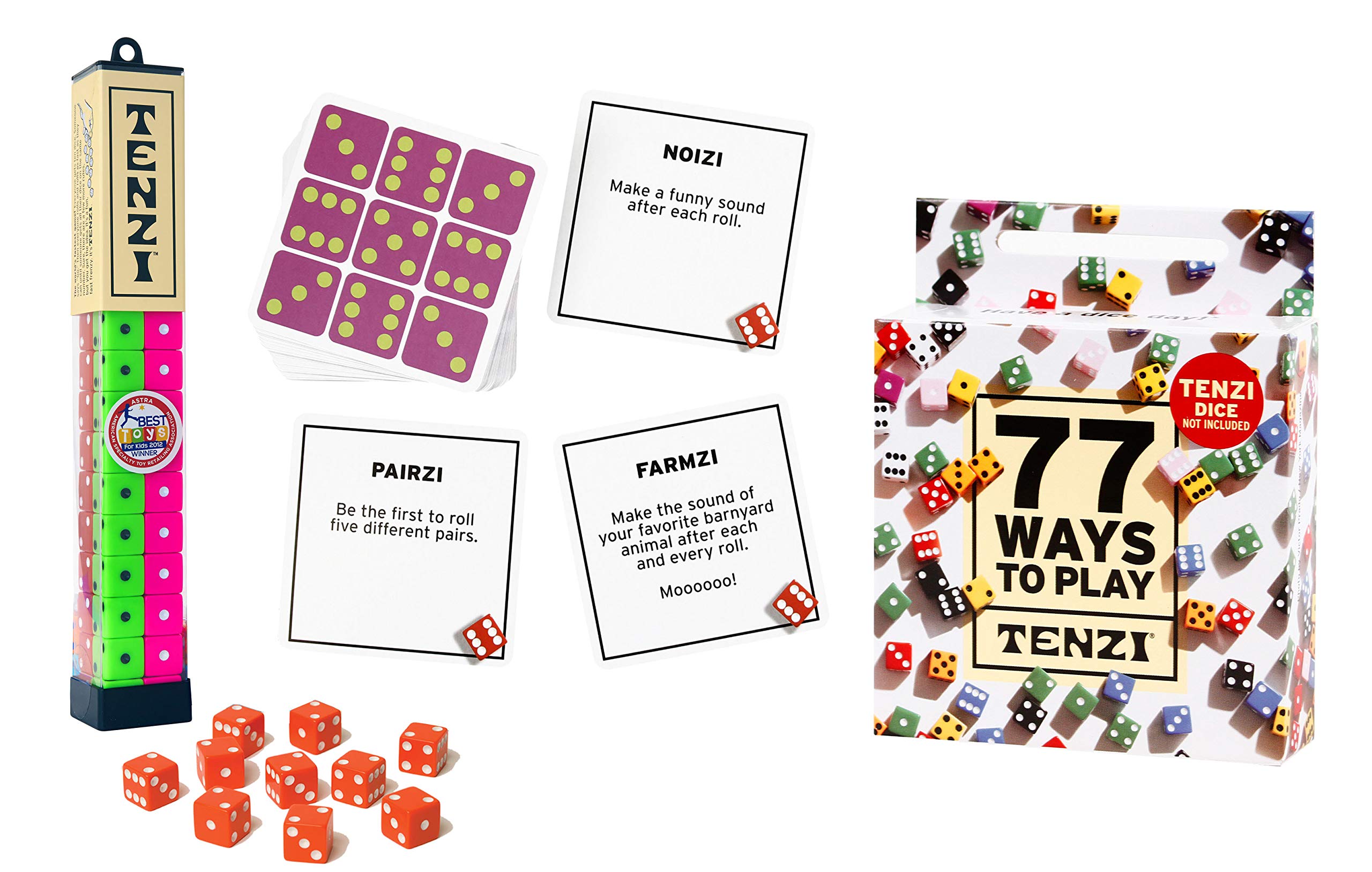TENZI 77 Ways card set shown for endless play options
