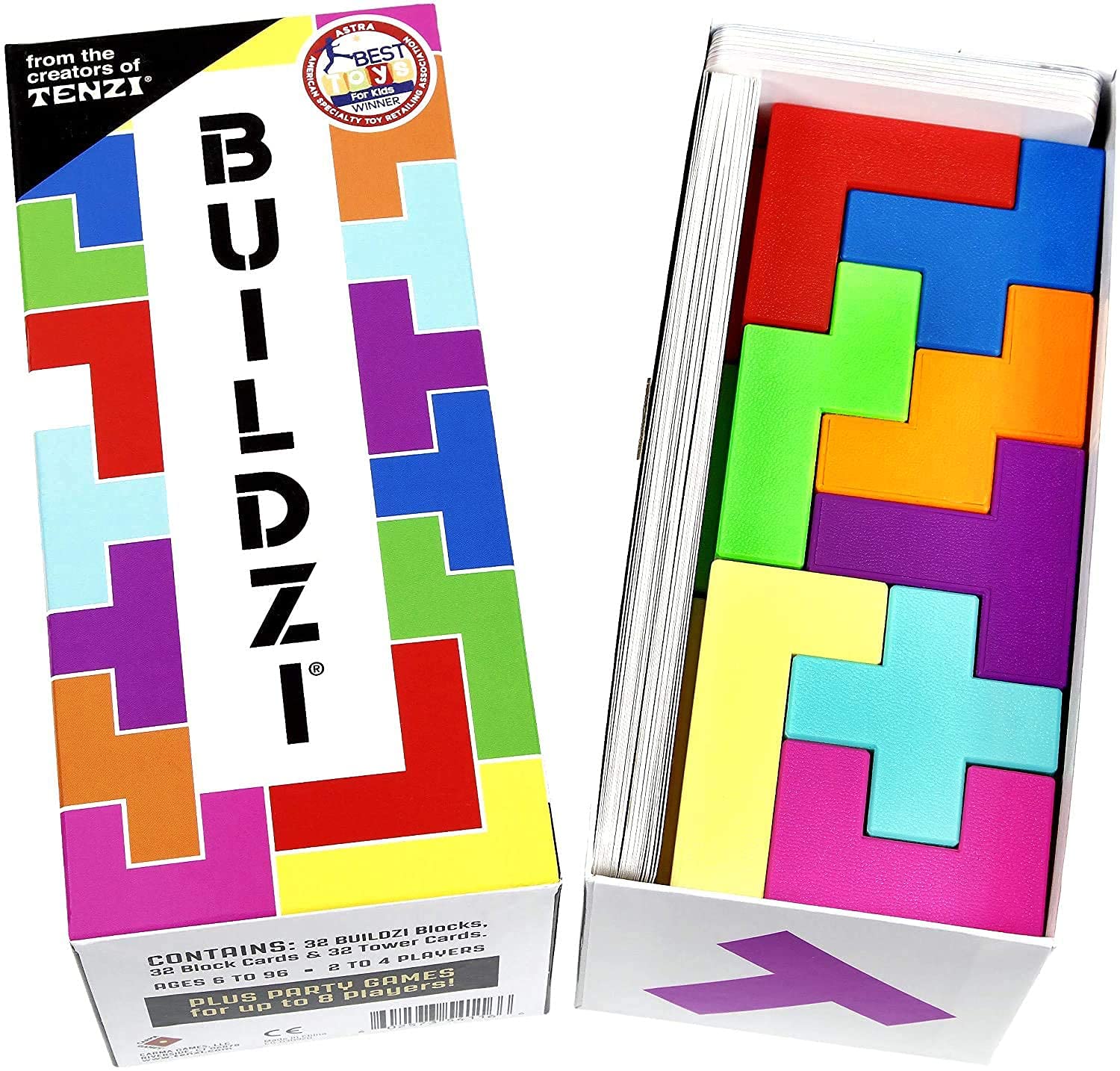 TENZI BUILDZI tower cards flipped for quick competition.