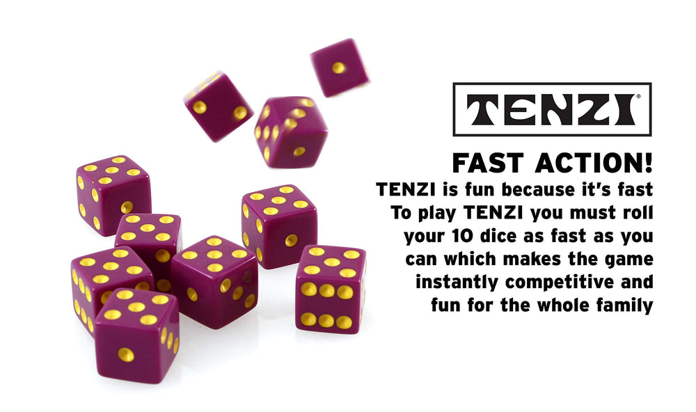 TENZI Party Pack instruction card outlines nine play options.