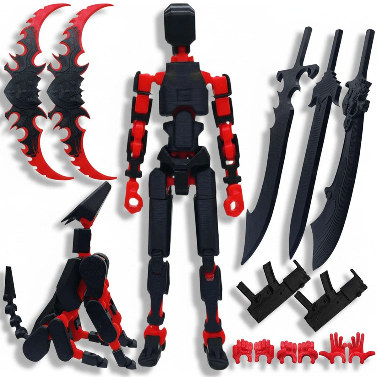 Teoboeys T13 figure front view in bold black and red for prominent display