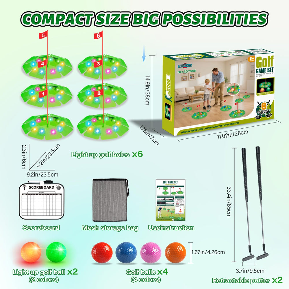 TERRAMUS versatile golf game for indoor, outdoor, and travel fun.