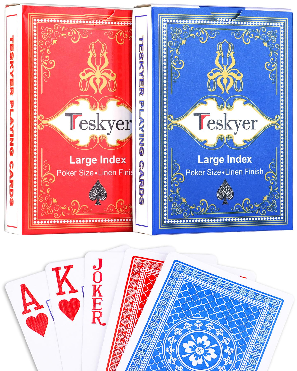 Teskyer large-print red deck for easy readability during gameplay
