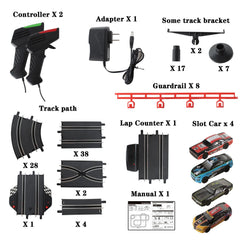Teslala easy-assembly track pieces lock together for quick setup.