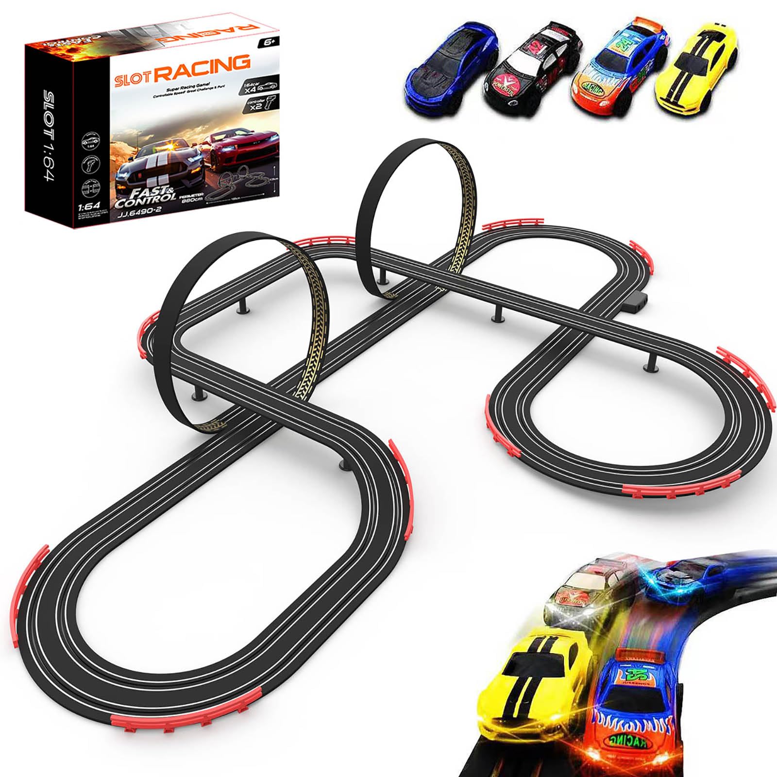 Teslala 28ft slot track box set ready for fast family racing.