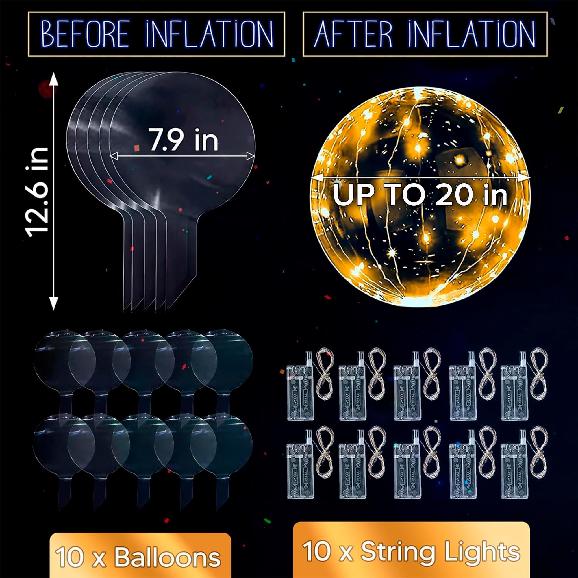 Tesorrio air or helium compatible balloons for floating or centerpieces