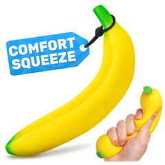 Tesorrio Fake Banana fidget side view for desk stress relief.
