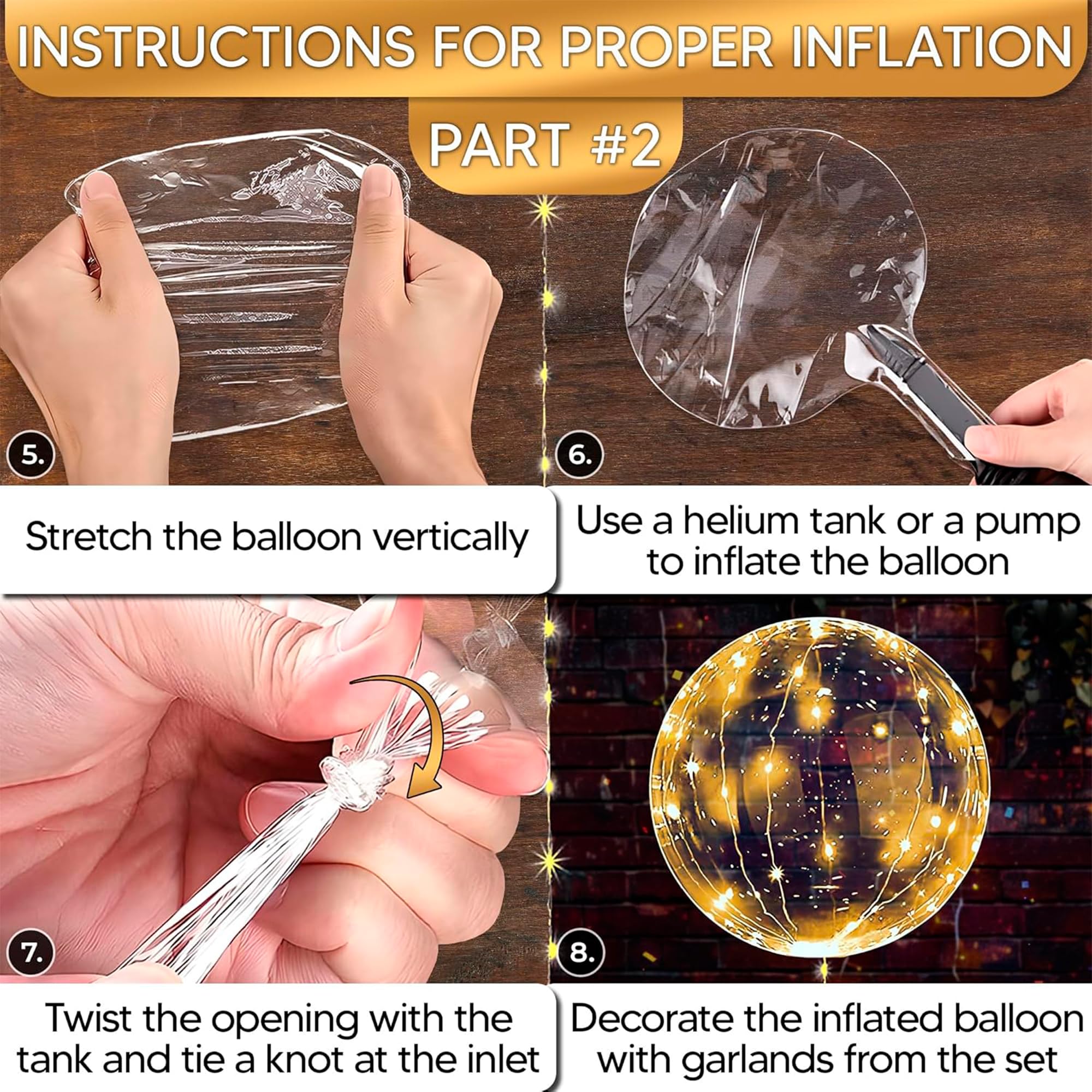 Tesorrio glow balloons with switch-friendly LEDs for easy on/off mood lighting