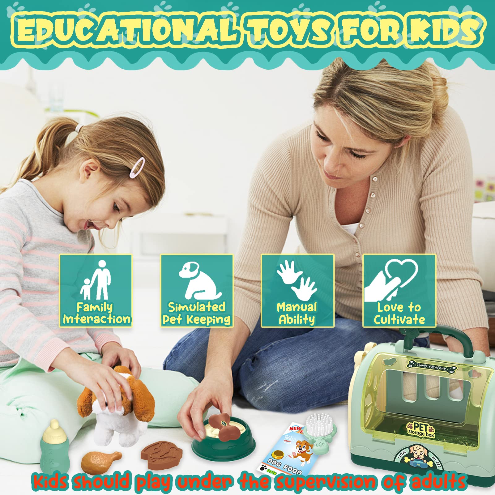 TEUVO Pet Care Set grooming comb and accessories for realistic pet care practice.