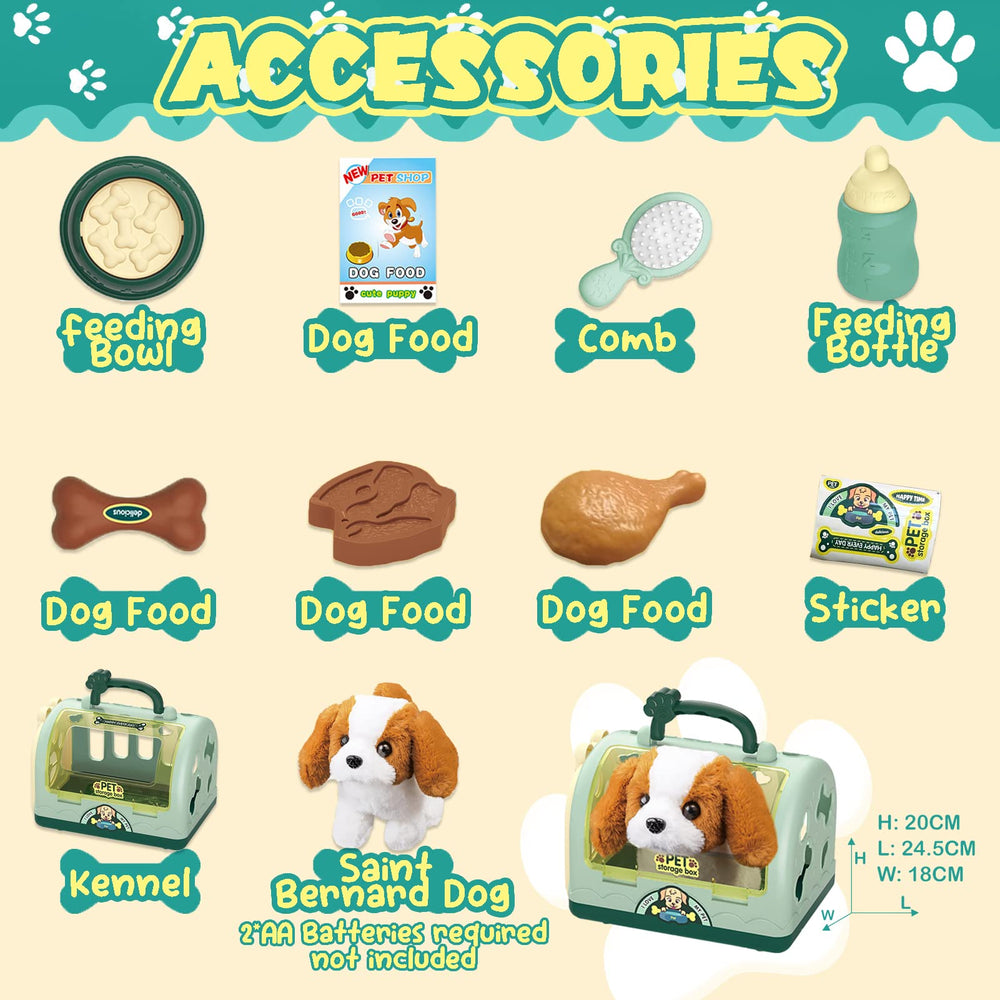 TEUVO Pet Care Play Set interactive dog with barking and moving posture.