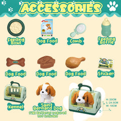 TEUVO Pet Care Play Set interactive dog with barking and moving posture.