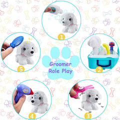 TEUVO Pet Care Play Set plastic scissors for safe grooming pretend sessions